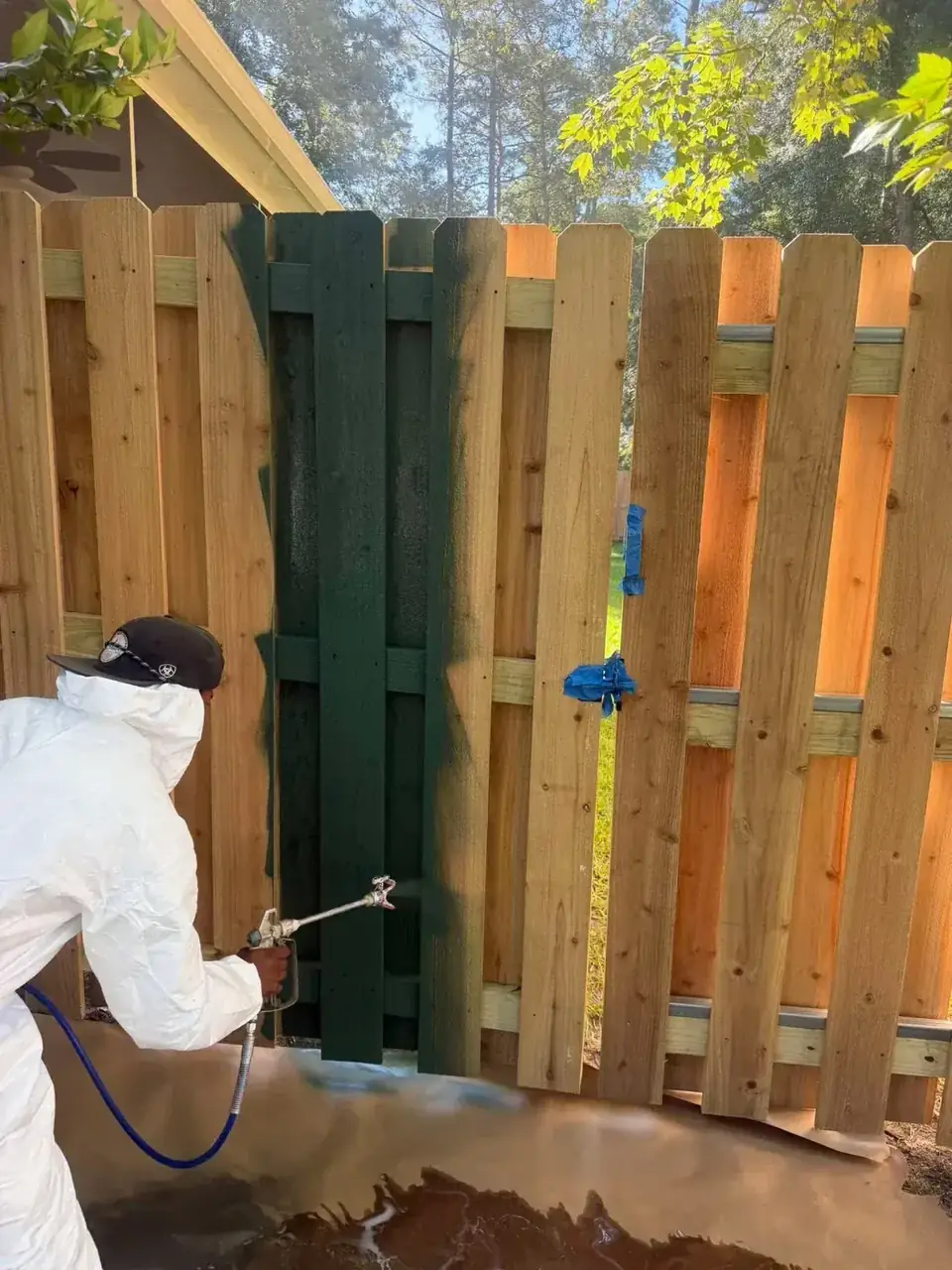 Fence gate work in progress by the Omega Fence crew